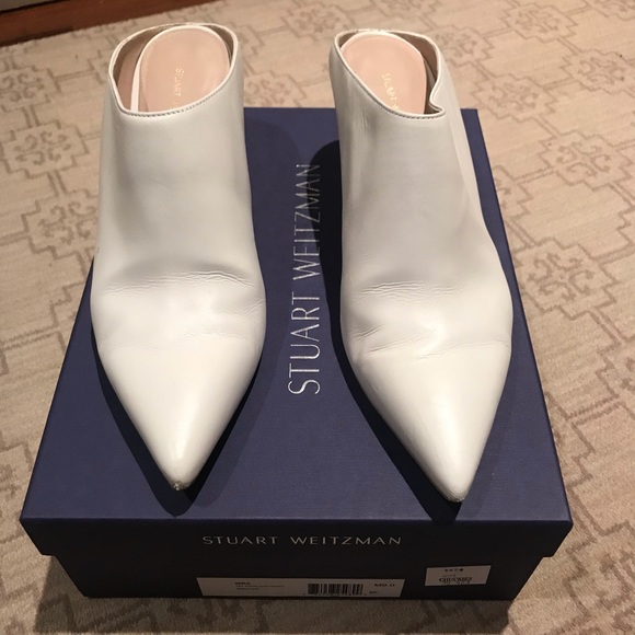 Stuart weitzman white mules Clearance